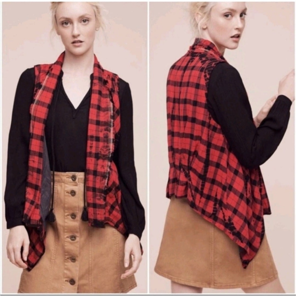 Elevenses Red & Black Buffalo Plaid Vest, XS